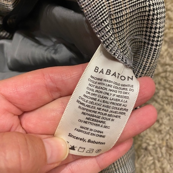 Babaton Aritzia Women’s Plaid Cohan Pants Trousers Black & Grey Size 4 Ankle - Picture 6 of 10